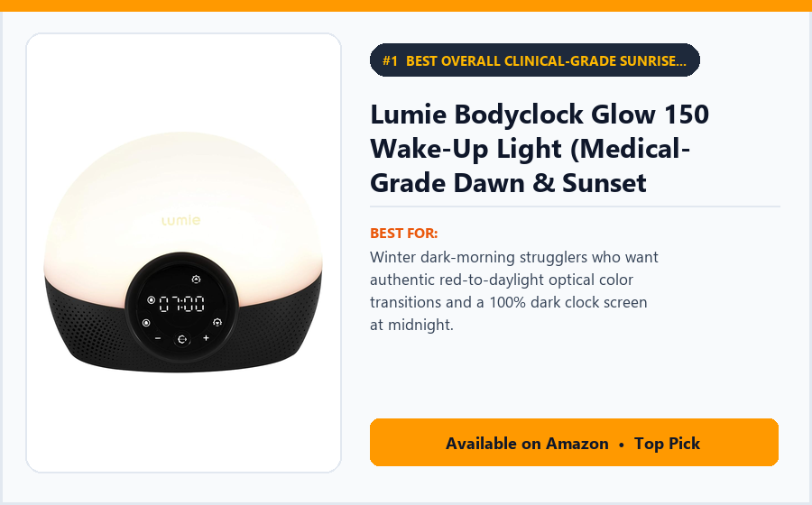 Lumie Bodyclock Glow 150 Wake-Up Light (Medical-Grade Dawn & Sunset Simulator) - Best Overall Clinical-Grade Sunrise & Sunset Alarm Clock Under $100 (best sunrise alarm clocks under $100)