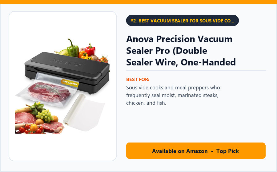 Anova Precision Vacuum Sealer Pro (Double Sealer Wire, One-Handed Lock, Built-In Roll Cutter & Hose) - Best Vacuum Sealer for Sous Vide Cooking & Marinated Meats Under $150 (best vacuum sealers under $150)