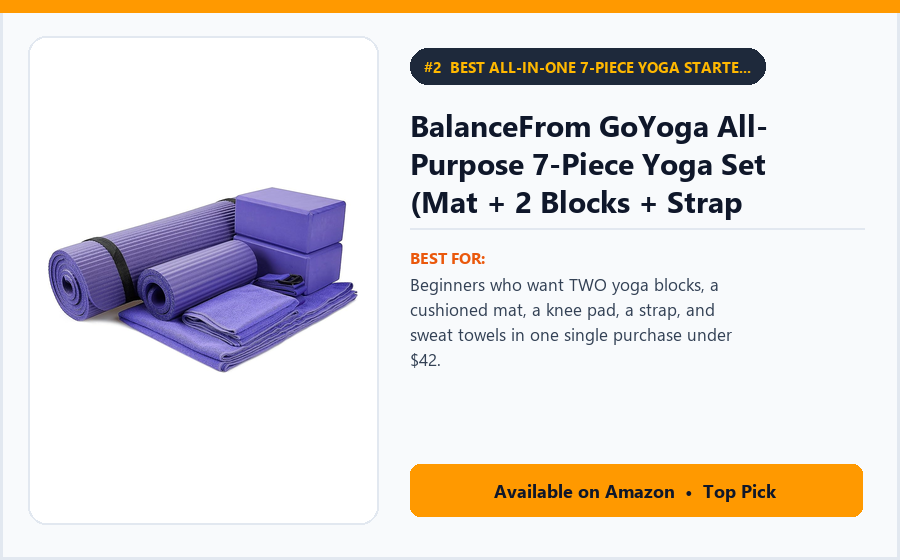 BalanceFrom GoYoga All-Purpose 7-Piece Yoga Set (Mat + 2 Blocks + Strap + Towels + Knee Pad) - Best All-in-One 7-Piece Yoga Starter Bundle Under $45 (best yoga kits for beginners)