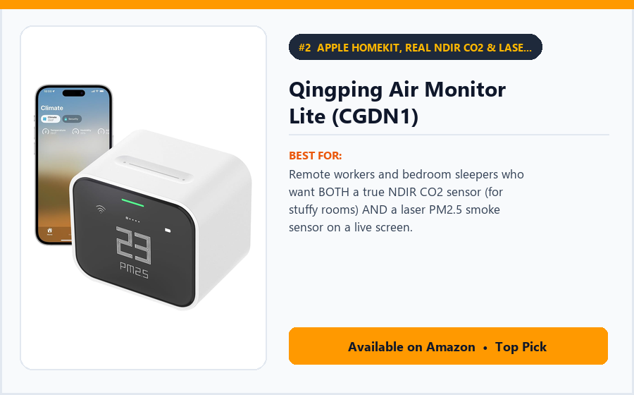 Qingping Air Monitor Lite (CGDN1) Qingping Air Monitor Lite (CGDN1) - Apple HomeKit, Real NDIR CO2 & Laser PM2.5/PM10 – Best All-in-One Monitor with Both Real NDIR CO2 & Laser PM2.5 Under $100 (best indoor air quality monitors under $100)