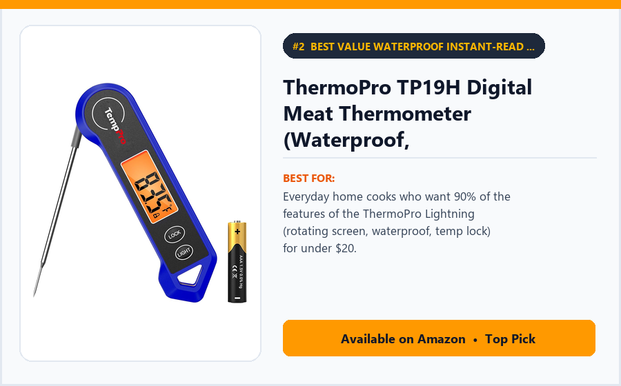 ThermoPro TP19H Digital Meat Thermometer (Waterproof, Ambidextrous Backlit & Temp Lock) - Best Value Waterproof Instant-Read Meat Thermometer Under $20 (best solar motion sensor lights under $50)