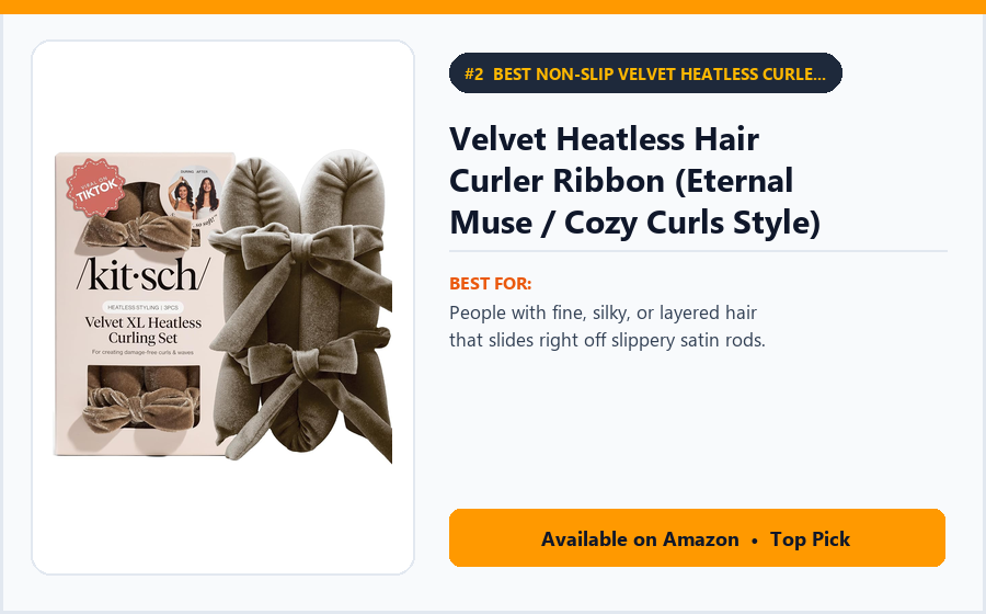 Velvet Heatless Hair Curler Ribbon (Eternal Muse / Cozy Curls Style) - Best Non-Slip Velvet Heatless Curler for Fine or Layered Hair Under $25 (best heatless curling tools)