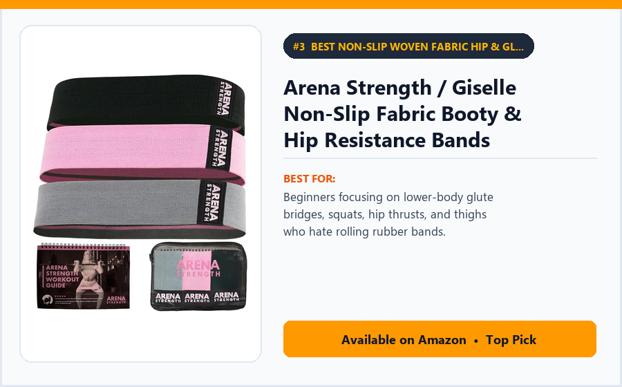 Arena Strength / Giselle Non-Slip Fabric Booty & Hip Resistance Bands (Set of 3) - Best Non-Slip Woven Fabric Hip & Glute Bands for Beginners (best resistance bands for beginners)