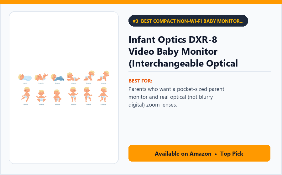 Infant Optics DXR-8 Video Baby Monitor (Interchangeable Optical Lens) - Best Compact Non-Wi-Fi Baby Monitor with Optical Zoom Lens Under $150 (best baby monitors under $150)