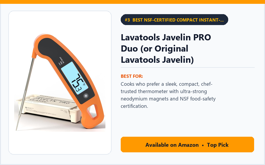 Lavatools Javelin PRO Duo (or Original Lavatools Javelin) Ambidextrous Thermometer - Best NSF-Certified Compact Instant-Read Thermometer for Home & Pro Kitchens (best solar motion sensor lights under $50)