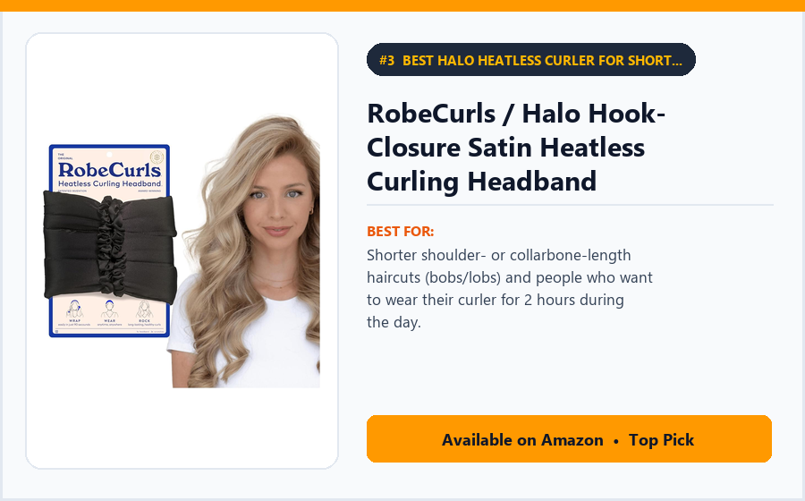 RobeCurls / Halo Hook-Closure Satin Heatless Curling Headband - Best Halo Heatless Curler for Shorter Hair & Bobs Under $25 (best heatless curling tools)
