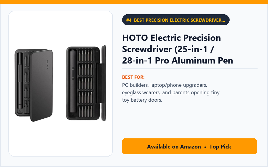 HOTO Electric Precision Screwdriver (25-in-1 / 28-in-1 Pro Aluminum Pen Set for Electronics & Glasses) - Best Precision Electric Screwdriver Pen for Laptops, Glasses, Watches & Toys (best electric screwdrivers under $60)