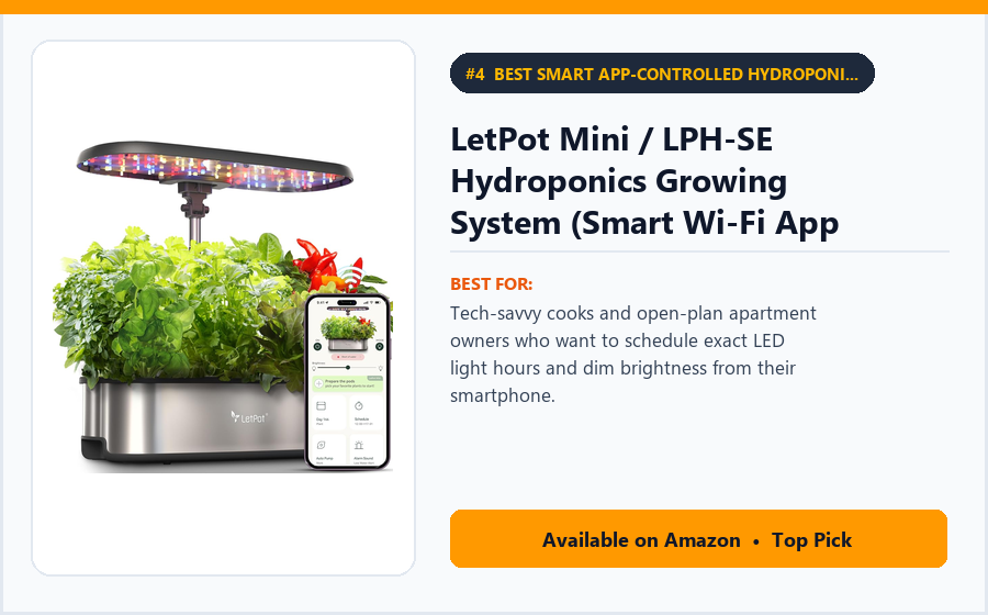 LetPot Mini / LPH-SE Hydroponics Growing System (Smart Wi-Fi App Control + 24W LED) - Best Smart App-Controlled Hydroponic Herb Garden with Dimmable LED (best indoor herb garden kits)