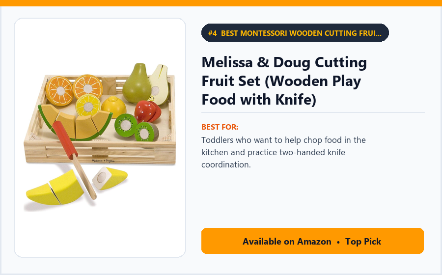 Melissa & Doug Cutting Fruit Set (Wooden Play Food with Knife) - Best Montessori Wooden Cutting Fruit Set Under $25 (best Montessori toys for toddlers)
