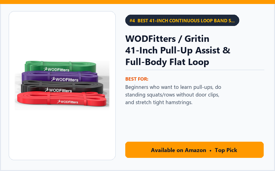 WODFitters / Gritin 41-Inch Pull-Up Assist & Full-Body Flat Loop Bands (Set of 4 or 5) - Best 41-Inch Continuous Loop Band Set for Full-Body Lifts & Assisted Pull-Ups (best resistance bands for beginners)