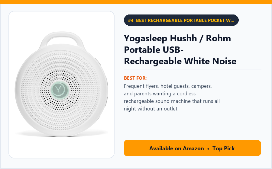 Yogasleep Hushh / Rohm Portable USB-Rechargeable White Noise Machine - Best Rechargeable Portable Pocket White Noise Machine for Travel & Hotels (best office chair cushions under $50)