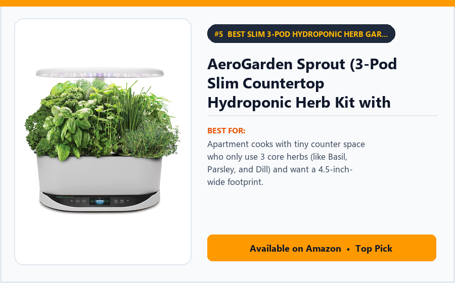 AeroGarden Sprout (3-Pod Slim Countertop Hydroponic Herb Kit with Gourmet Seeds) - Best Slim 3-Pod Hydroponic Herb Garden for Small Kitchens Under $55 (best indoor herb garden kits)