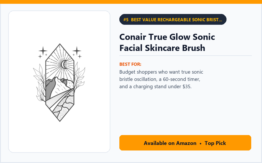 Conair True Glow Sonic Facial Skincare Brush - Best Value Rechargeable Sonic Bristle Brush Under $35 (best facial cleansing brushes)