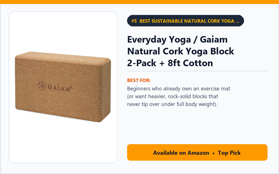 Everyday Yoga / Gaiam Natural Cork Yoga Block 2-Pack + 8ft Cotton Strap Set - Best Sustainable Natural Cork Yoga Block & Strap Kit for Stability (best yoga kits for beginners)