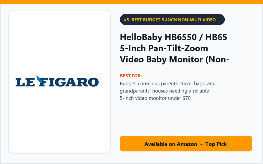 HelloBaby HB6550 / HB65 5-Inch Pan-Tilt-Zoom Video Baby Monitor (Non-Wi-Fi) - Best Budget 5-Inch Non-Wi-Fi Video Baby Monitor Under $70 (best baby monitors under $150)
