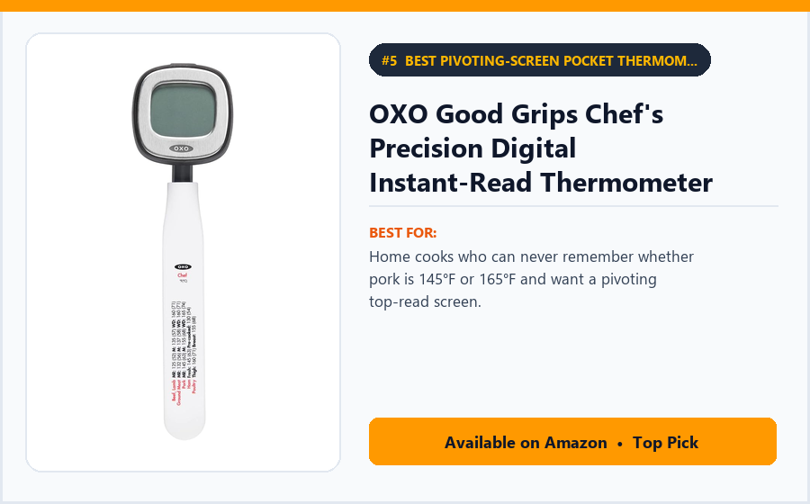 OXO Good Grips Chef's Precision Digital Instant-Read Thermometer (with Pivoting Head) - Best Pivoting-Screen Pocket Thermometer with Printed Meat Temp Guide (best solar motion sensor lights under $50)