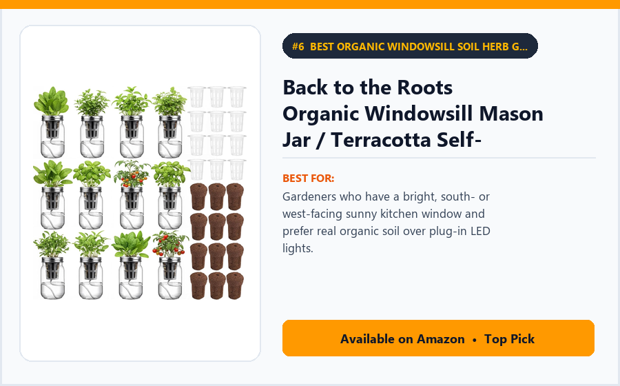 Back to the Roots Organic Windowsill Mason Jar / Terracotta Self-Watering Herb Kit (3-Pack) - Best Organic Windowsill Soil Herb Garden Kit Under $30 (Zero Electricity) (best indoor herb garden kits)