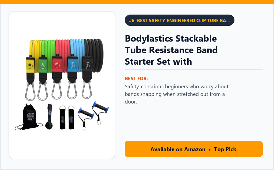 Bodylastics Stackable Tube Resistance Band Starter Set with Patented Anti-Snap Cord - Best Safety-Engineered Clip Tube Band Set with Internal Anti-Snap Cord (best resistance bands for beginners)