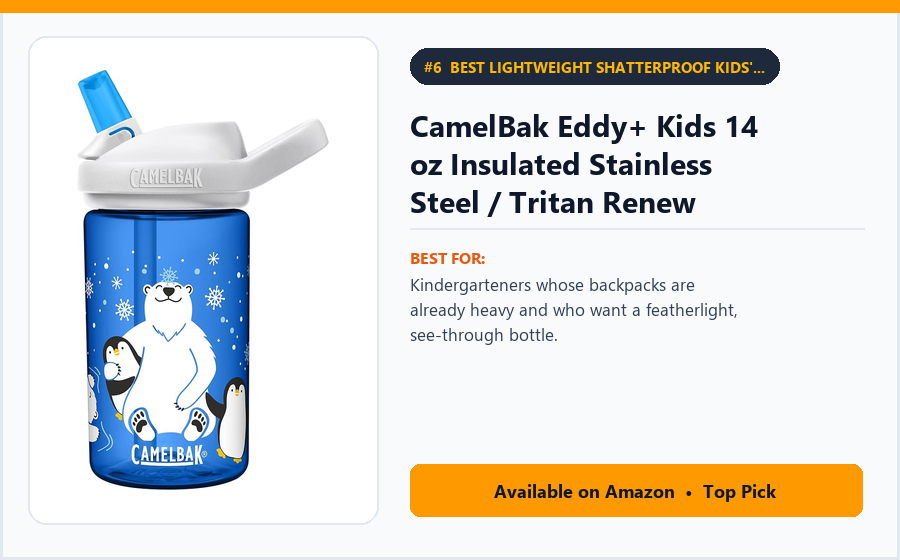 CamelBak Eddy+ Kids 14 oz Insulated Stainless Steel / Tritan Renew Bottle - Best Lightweight Shatterproof Kids' Bottle Under $16 (best kids water bottles for school)