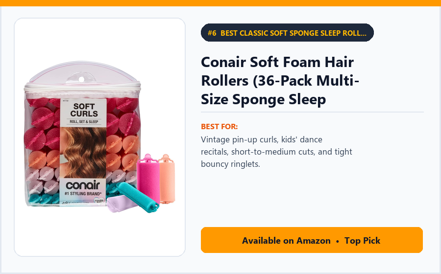 Conair Soft Foam Hair Rollers (36-Pack Multi-Size Sponge Sleep Rollers) - Best Classic Soft Sponge Sleep Rollers Under $15 (best heatless curling tools)