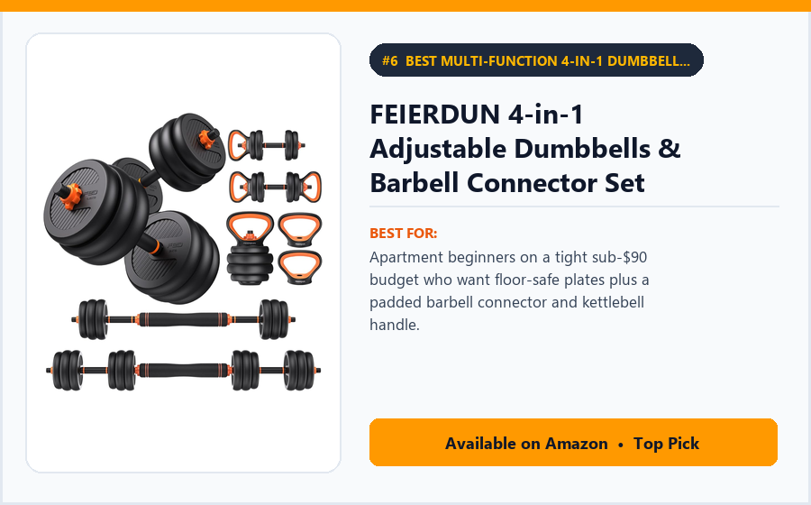 FEIERDUN 4-in-1 Adjustable Dumbbells & Barbell Connector Set (44 lbs to 66 lbs) - Best Multi-Function 4-in-1 Dumbbell & Barbell Set Under $90 (best adjustable dumbbells under $200)