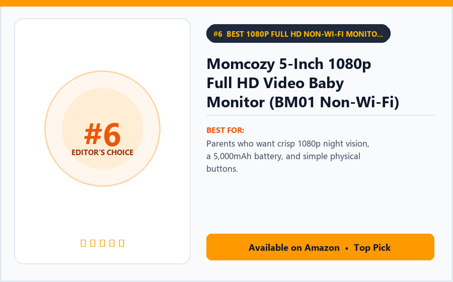 Momcozy 5-Inch 1080p Full HD Video Baby Monitor (BM01 Non-Wi-Fi) - Best 1080p Full HD Non-Wi-Fi Monitor for Night Vision Clarity Under $140 (best baby monitors under $150)
