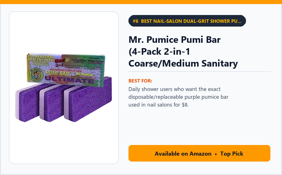 Mr. Pumice Pumi Bar (4-Pack 2-in-1 Coarse/Medium Sanitary Pumice Bars) - Best Nail-Salon Dual-Grit Shower Pumice Bar 4-Pack Under $10 (best at-home pedicure tools)