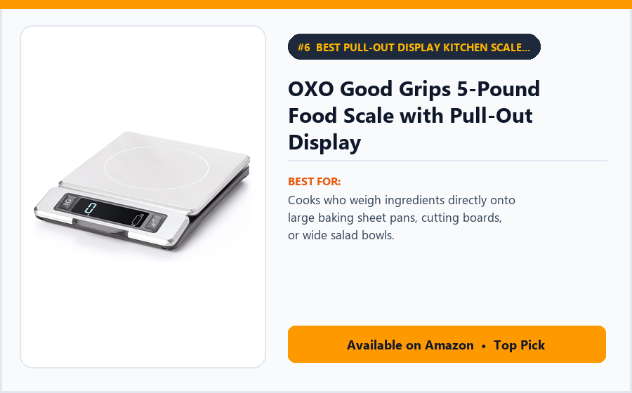 OXO Good Grips 5-Pound Food Scale with Pull-Out Display - Best Pull-Out Display Kitchen Scale Under $30 (Never Blocked by Huge Pots) (best digital kitchen scales under $30)