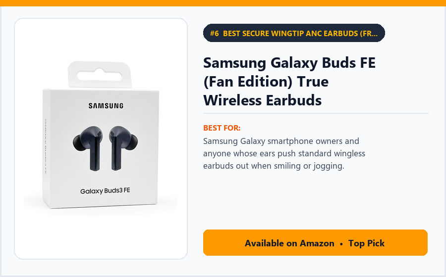 Samsung Galaxy Buds FE (Fan Edition) True Wireless Earbuds - Best Secure Wingtip ANC Earbuds (Frequently $59–$74 on Amazon) (best wireless earbuds under $75)