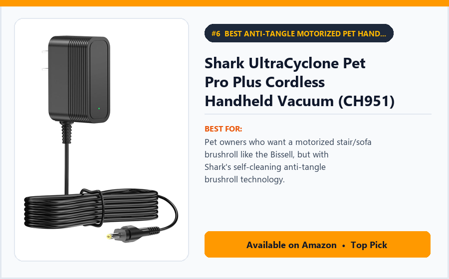Shark UltraCyclone Pet Pro Plus Cordless Handheld Vacuum (CH951) - Best Anti-Tangle Motorized Pet Handheld Vacuum Under $80 (best handheld vacuums under $100)