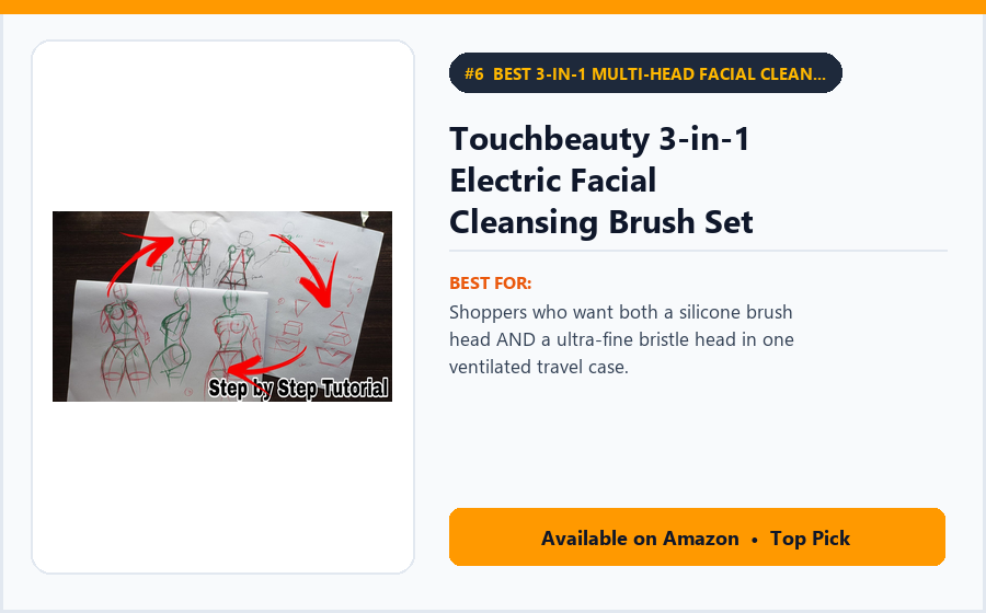 Touchbeauty 3-in-1 Electric Facial Cleansing Brush Set (Silicone + Bristle + Sponge) - Best 3-in-1 Multi-Head Facial Cleansing Kit Under $30 (best facial cleansing brushes)