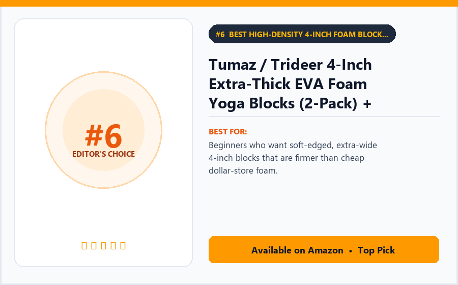 Tumaz / Trideer 4-Inch Extra-Thick EVA Foam Yoga Blocks (2-Pack) + 8ft Stretch Strap + Knee Pad - Best High-Density 4-Inch Foam Block, Strap & Knee Pad Prop Kit Under $25 (best yoga kits for beginners)