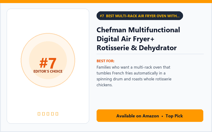 Chefman Multifunctional Digital Air Fryer+ Rotisserie & Dehydrator Oven (10-Liter / 10-Quart) - Best Multi-Rack Air Fryer Oven with Tumbling Fry Basket & Rotisserie Under $100 (best air fryers under $100)