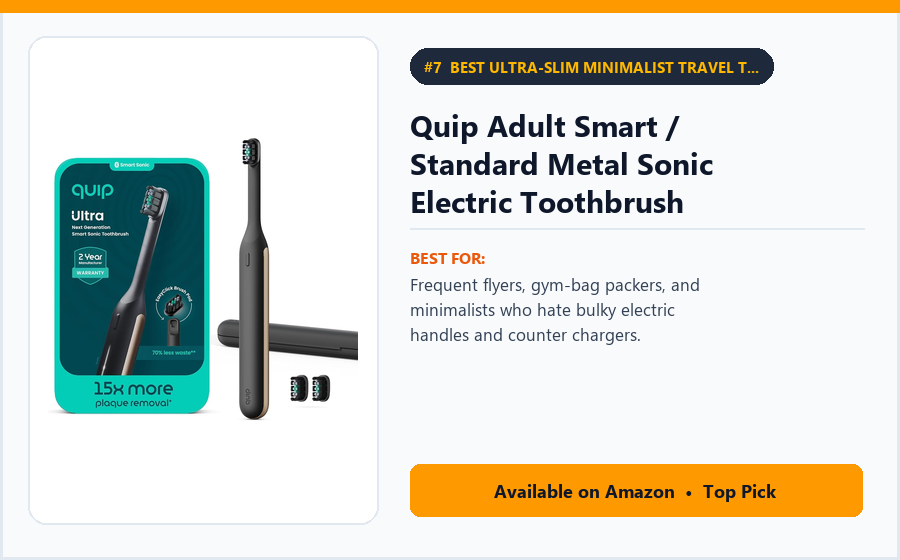 Quip Adult Smart / Standard Metal Sonic Electric Toothbrush - Best Ultra-Slim Minimalist Travel Toothbrush Under $50 (best electric toothbrushes under $100)