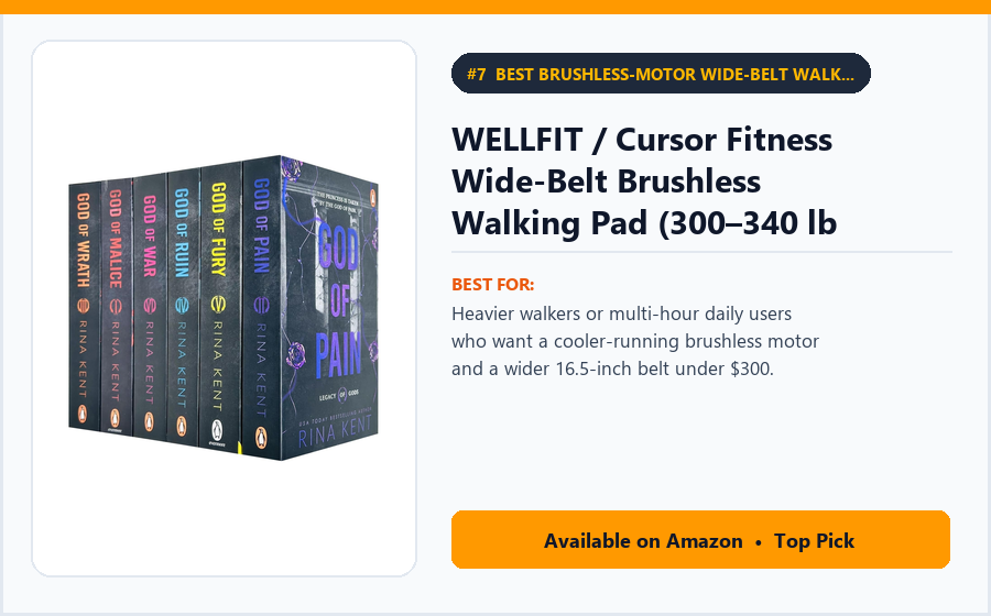 WELLFIT / Cursor Fitness Wide-Belt Brushless Walking Pad (300–340 lb Capacity, Manual/Auto Incline) - Best Brushless-Motor Wide-Belt Walking Pad Under $300 (7 Best Walking Pads Under $300)
