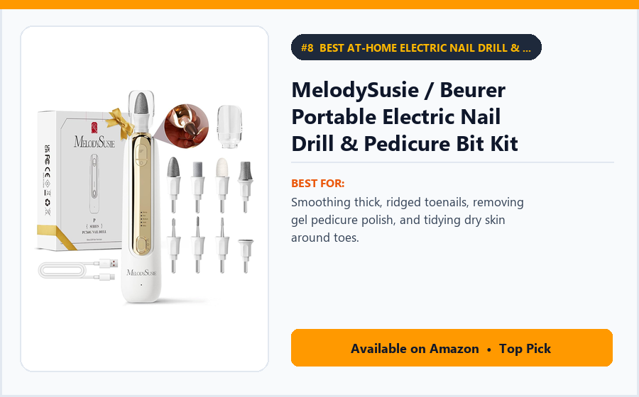MelodySusie / Beurer Portable Electric Nail Drill & Pedicure Bit Kit - Best At-Home Electric Nail Drill & Thick-Toenail Shaper Under $25 (best at-home pedicure tools)