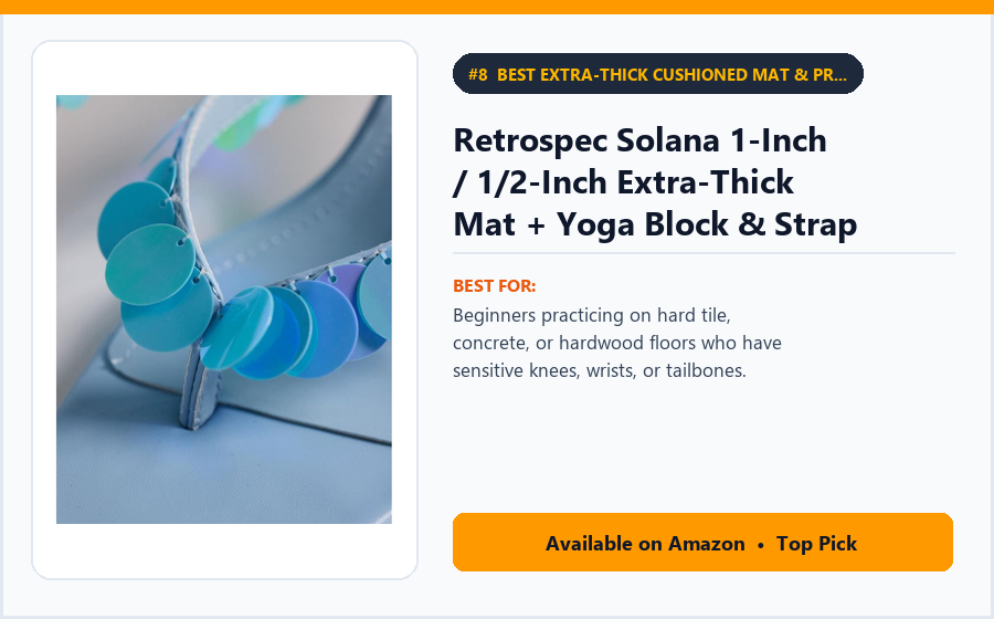 Retrospec Solana 1-Inch / 1/2-Inch Extra-Thick Mat + Yoga Block & Strap Starter Bundle - Best Extra-Thick Cushioned Mat & Prop Kit for Sensitive Knees & Joints (best yoga kits for beginners)