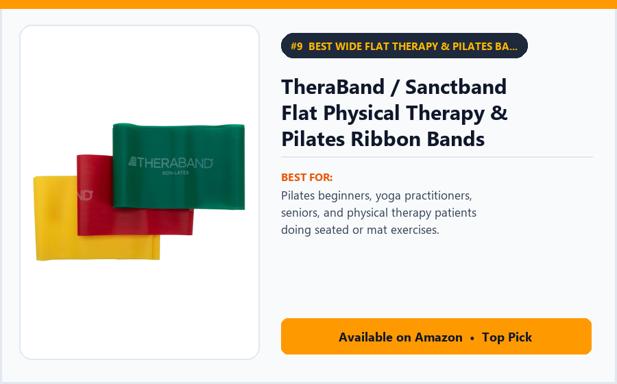 TheraBand / Sanctband Flat Physical Therapy & Pilates Ribbon Bands (3-Pack, 5 ft Long) - Best Wide Flat Therapy & Pilates Bands for Mat Workouts & Seniors (best resistance bands for beginners)