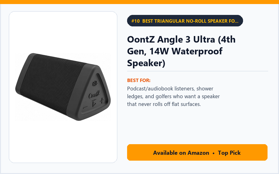 OontZ Angle 3 Ultra (4th Gen, 14W Waterproof Speaker) - Best Triangular No-Roll Speaker for Podcasts, Showers & Golf Under $35 (best portable Bluetooth speakers under $60)